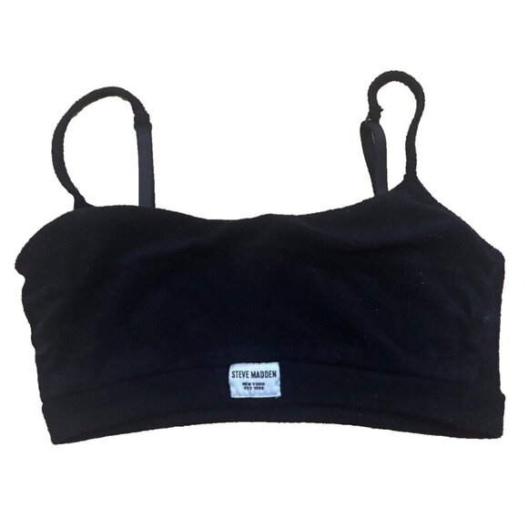 Steve Madden Women's Terry Cloth Bralette Black Size M - Picture 1 of 7